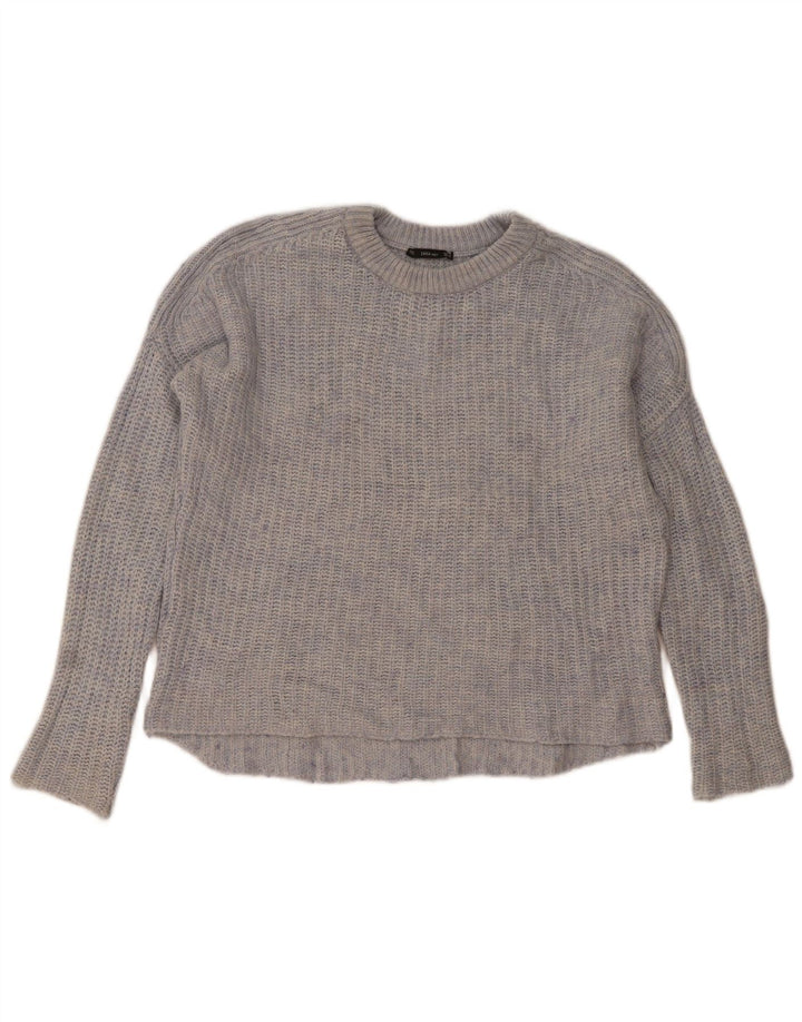 Zara Dame Oversized Boat Neck Jumper Sweater UK 14 Medium Blue Flecked