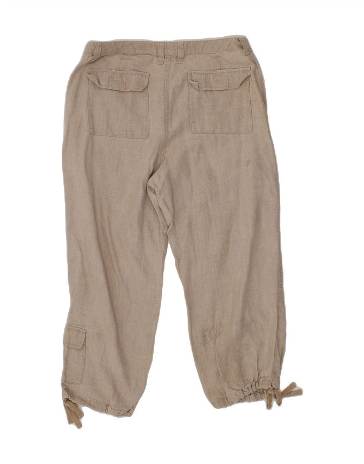 EDDIE BAUER Womens Cargo Trousers US 12 Large W32 L24 Beige Linen Vintage Eddie Bauer and Second-Hand Eddie Bauer from Messina Hembry 