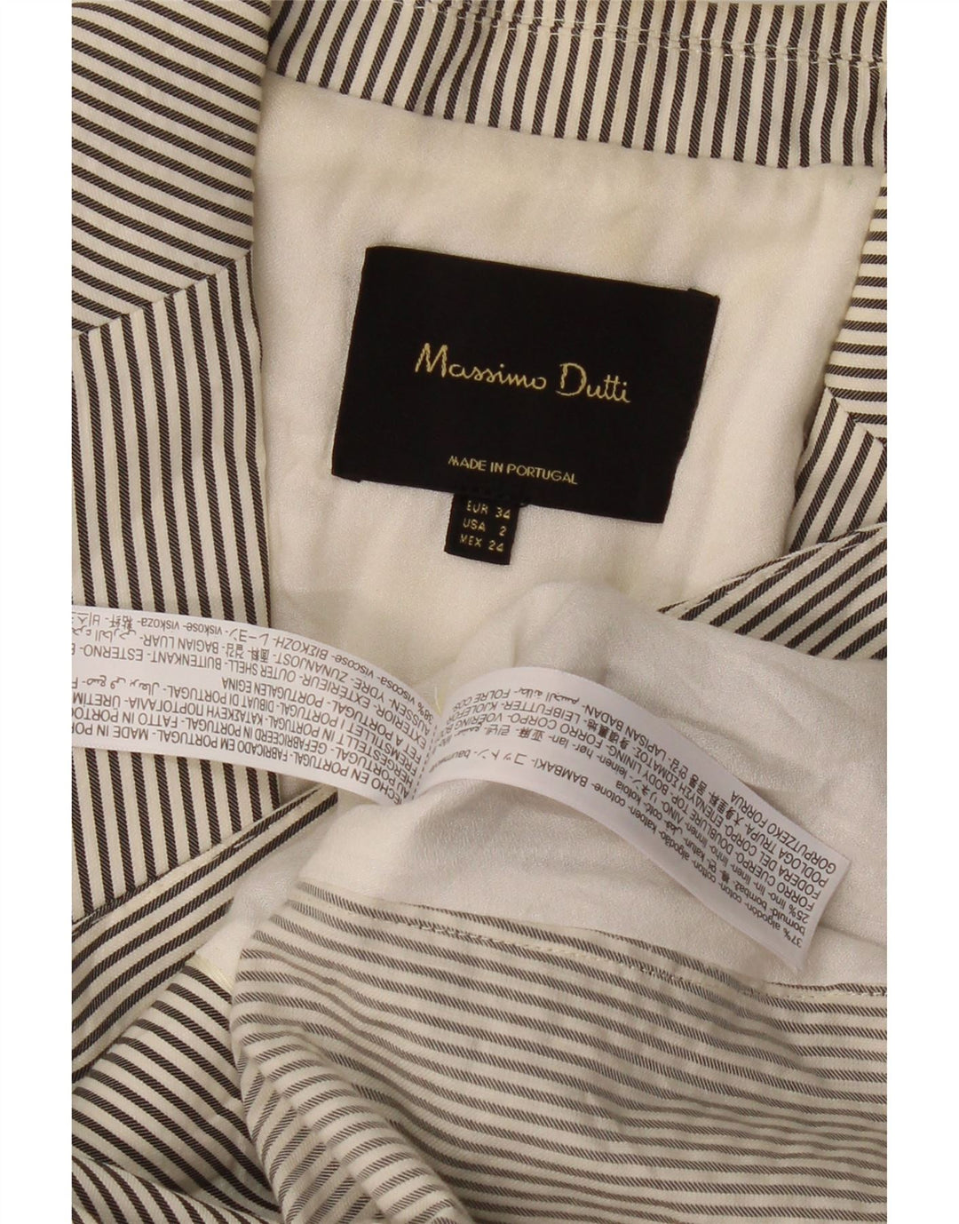 MASSIMO DUTTI dame 1-knaps blazerjakke EU 34 2XS grå nålestribe