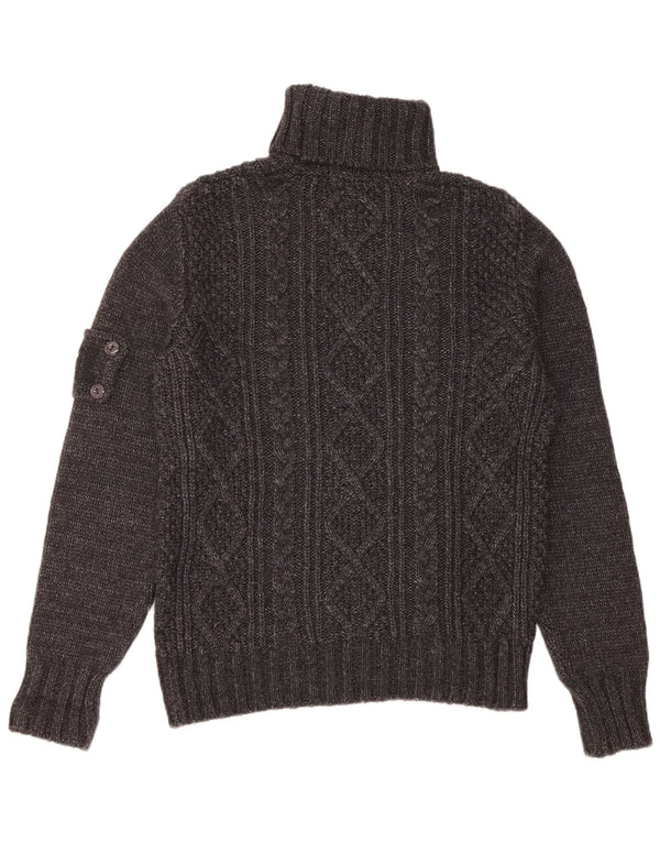 Vintage Herre rullehals sweater stor grå lammeuld