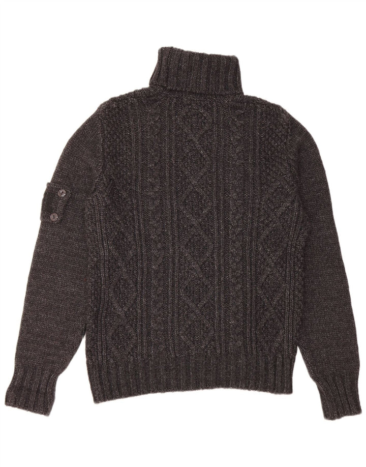Vintage Herre rullehals sweater stor grå lammeuld