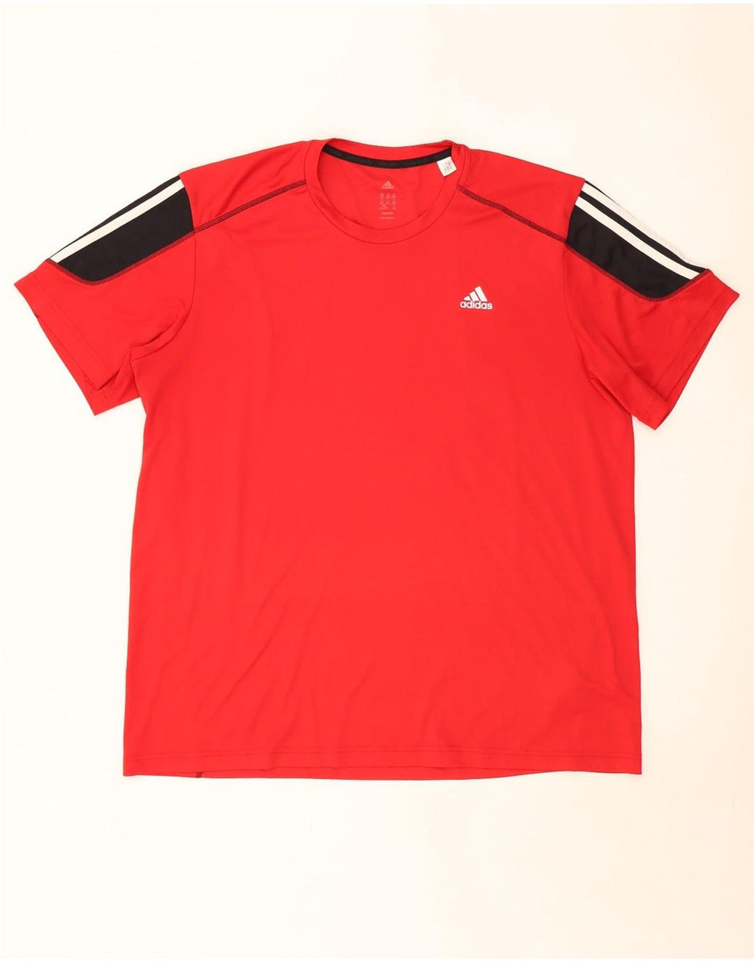 ADIDAS Herre Climalite T-Shirt Top 2XL Rød Colourblock Polyester