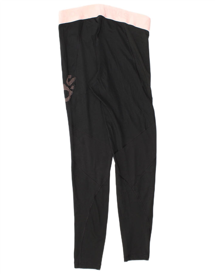 Adidas Grafiske Leggings til kvinder UK 12/14 Medium Sort Colourblock Polyester