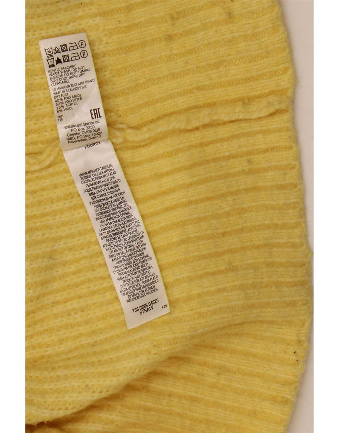 Marks & Spencer Dame Turtle Neck Jumper Sweater UK 10 Small Yellow