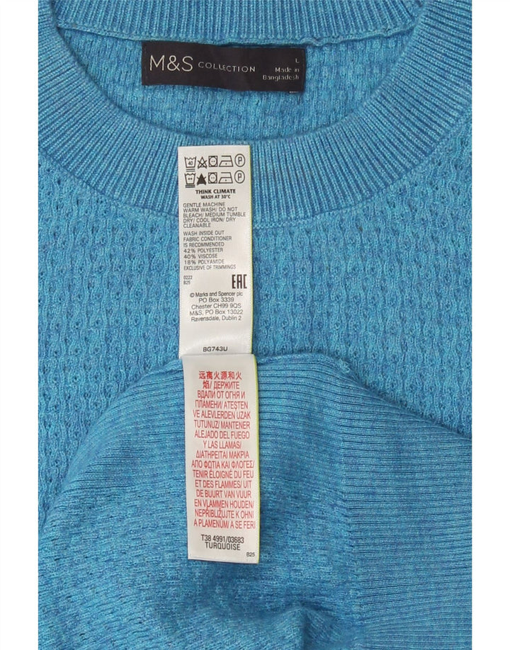 Marks & Spencer Herre sweater med rund hals, stor turkis polyester