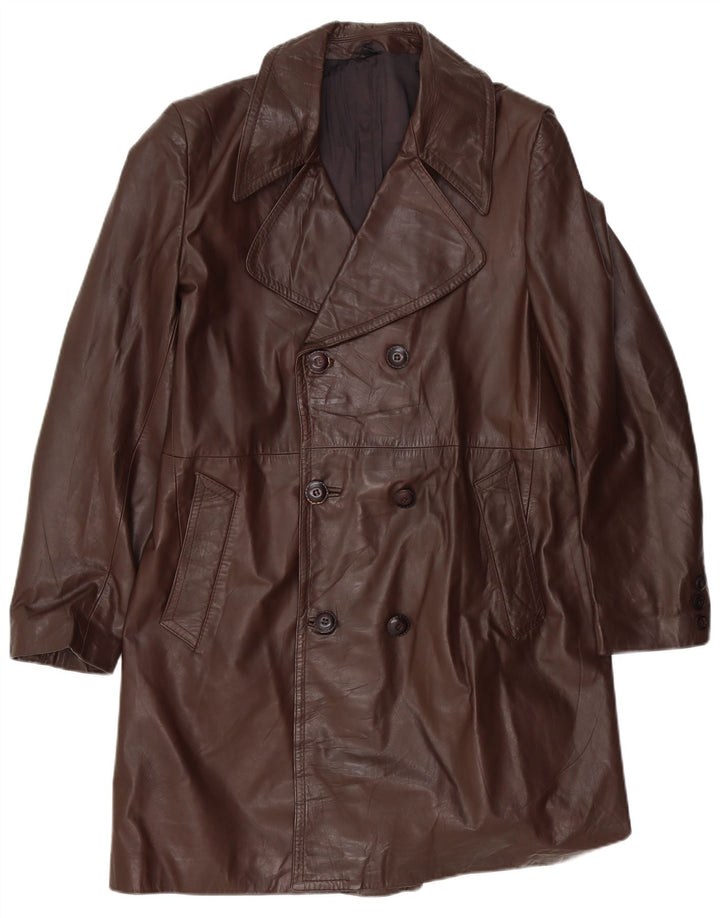 Vintage herre dobbeltradet læderfrakke UK 36 Small Brown