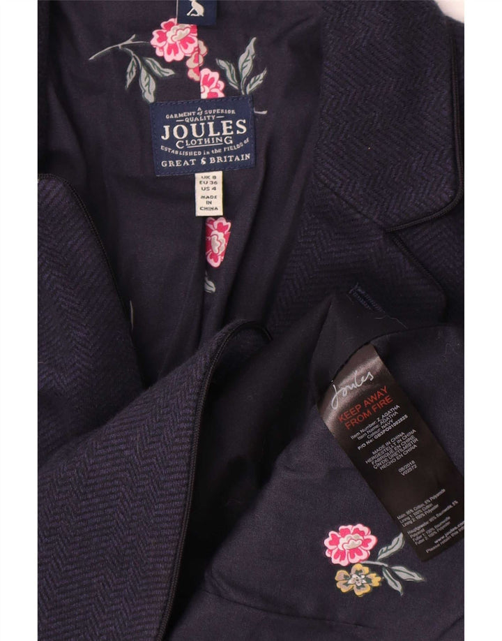 Joules Dame 2 Button Blazer Jacket UK 8 Small Navy Blue Herringbone