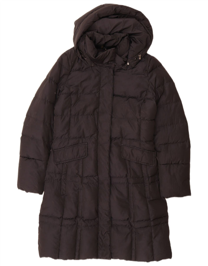 Geox Polstret frakke med hætte til kvinder UK 12 Medium Sort Polyester