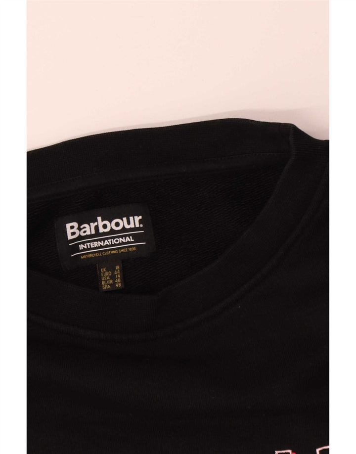 Barbour Dame Grafisk Oversized Sweatshirt Jumper UK 18 XL Sort Bomuld