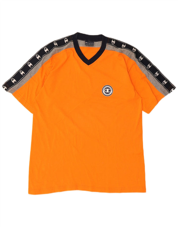 Champion Herre Grafisk T-Shirt Top Stor Orange Colourblock