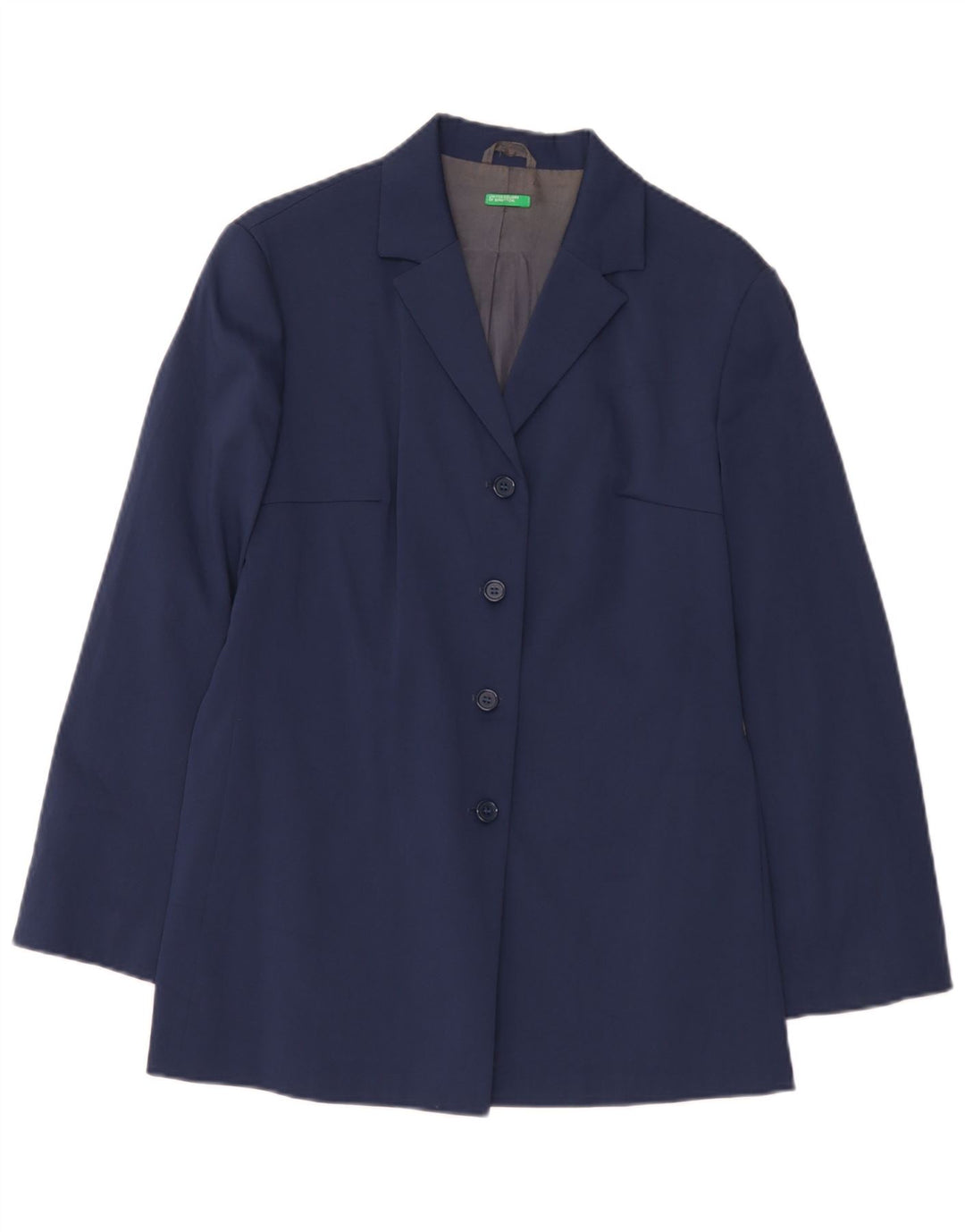 Benetton Dame Overfrakke IT 44 Medium Navy Blue Polyester