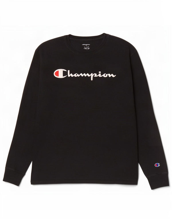 Champion Mens Graphic Top Long Sleeve Medium Black