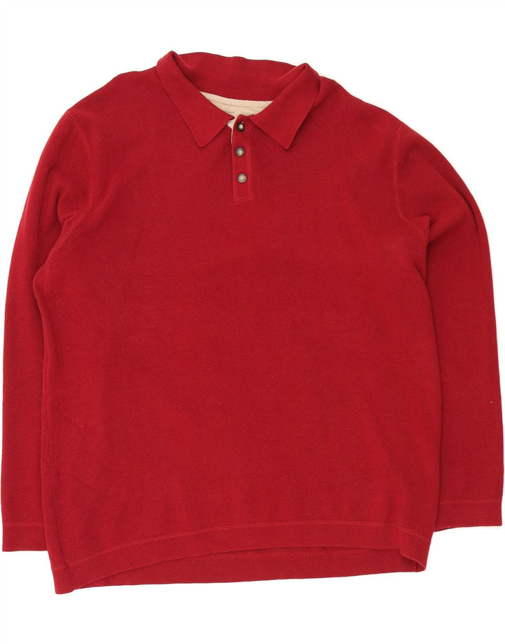 EDDIE BAUER Mens Polo Neck Jumper Sweater 2XL Red Cotton Vintage Eddie Bauer and Second-Hand Eddie Bauer from Messina Hembry 
