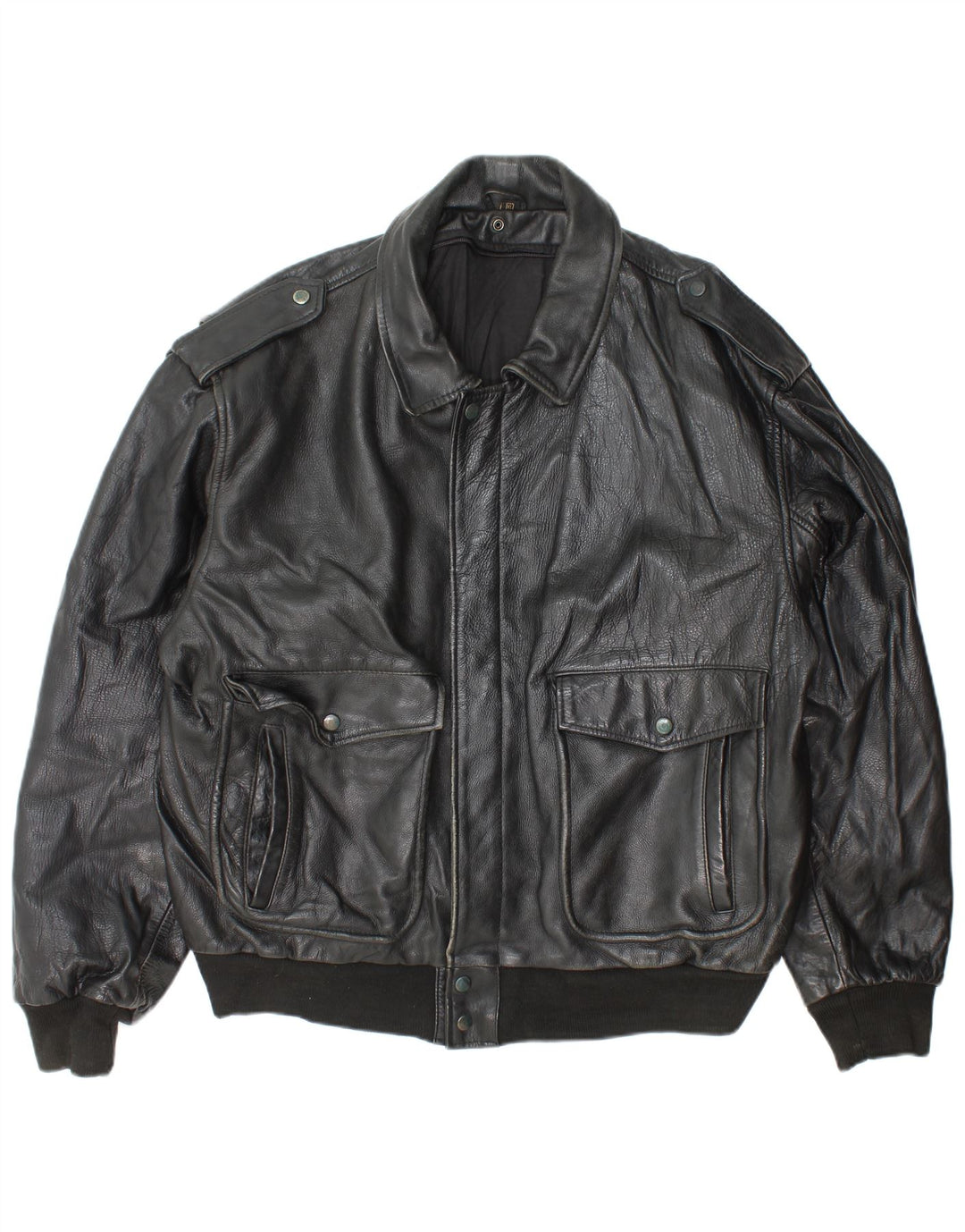 Vintage herre militær læderjakke UK 42 XL sort læder