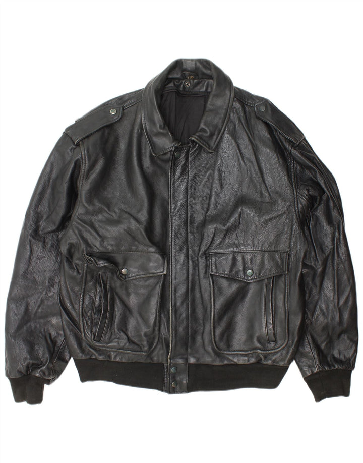 Vintage herre militær læderjakke UK 42 XL sort læder