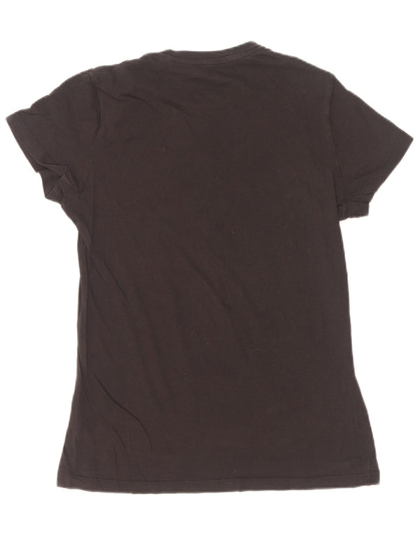 Reebok Dame Grafisk T-Shirt Top UK 8/10 Small Black Bomuld