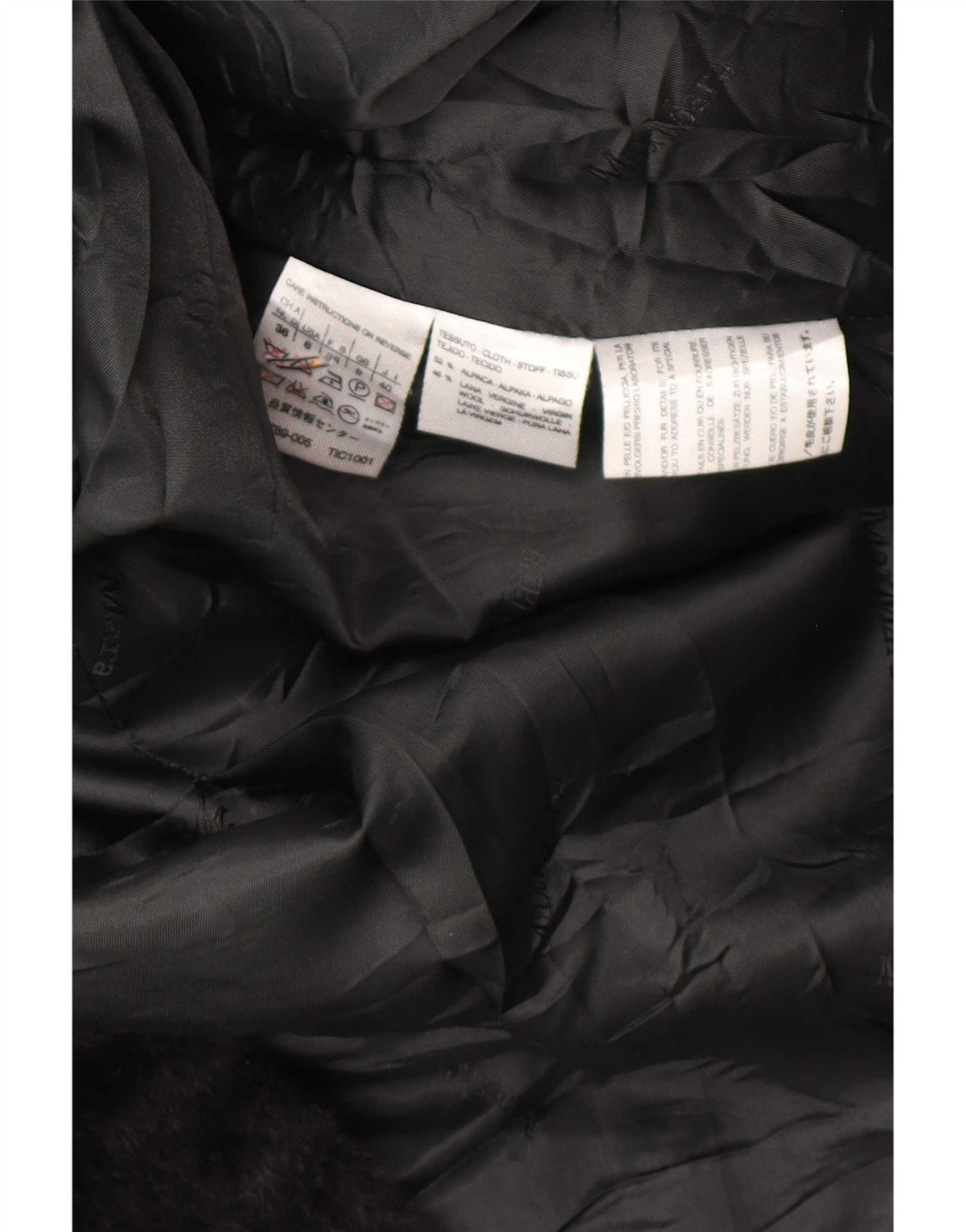 Max Mara Dame Wrap Faux Leather Overcoat UK 8 Small Black Alpaca Wool