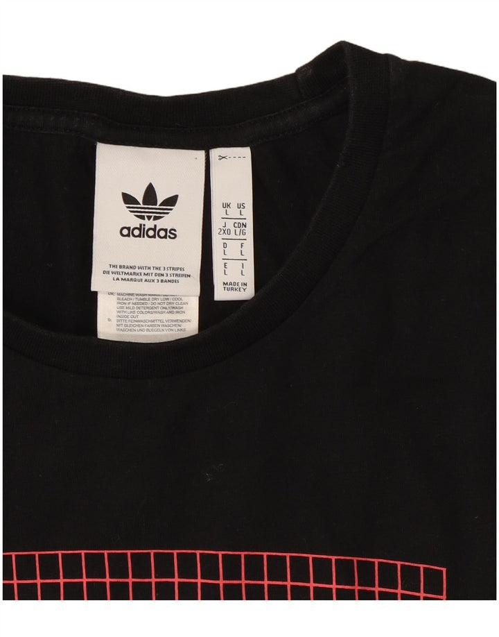 Adidas Grafisk T-shirt top til mænd, stor sort bomuld