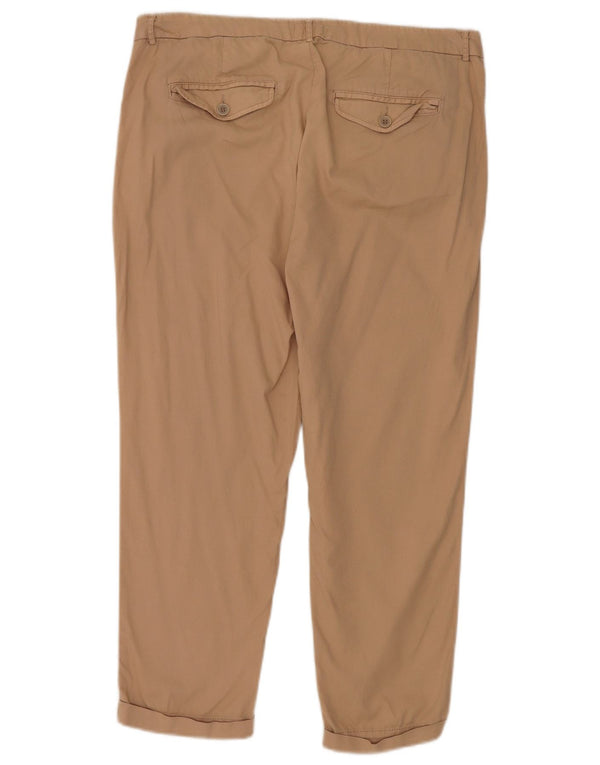 Benetton Dame Crop Chino Bukser UK 14 Large W34 L26 Beige Bomuld