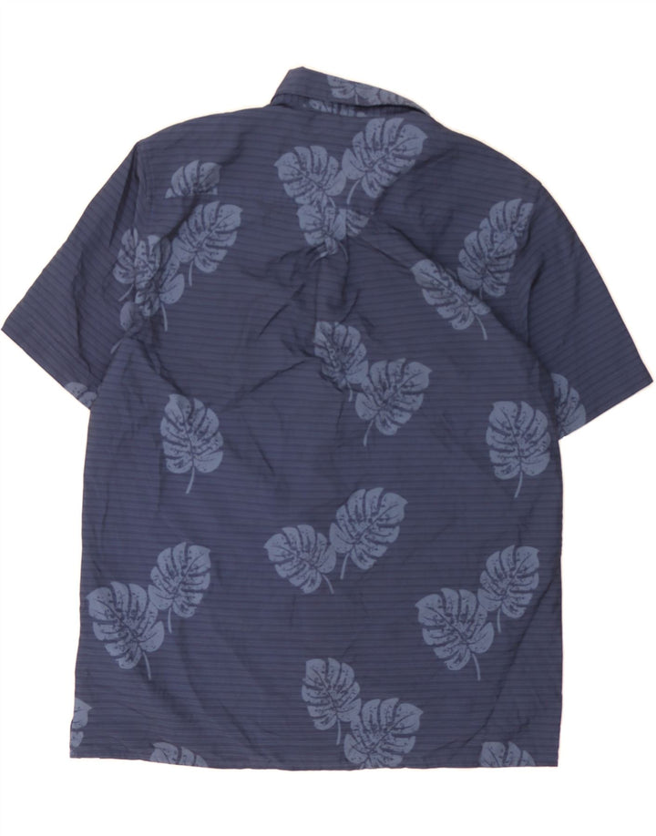 CHAPS Mens Short Sleeve Shirt Large Blue Striped Polyester Vintage Chaps and Second-Hand Chaps from Messina Hembry 