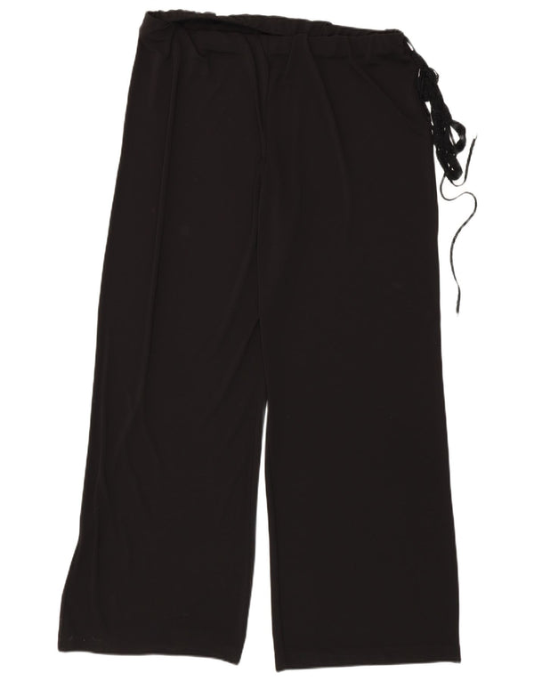 Marks & Spencer Kvinder Bukser med brede ben UK 22 3XL W34 L32 Sort Polyester