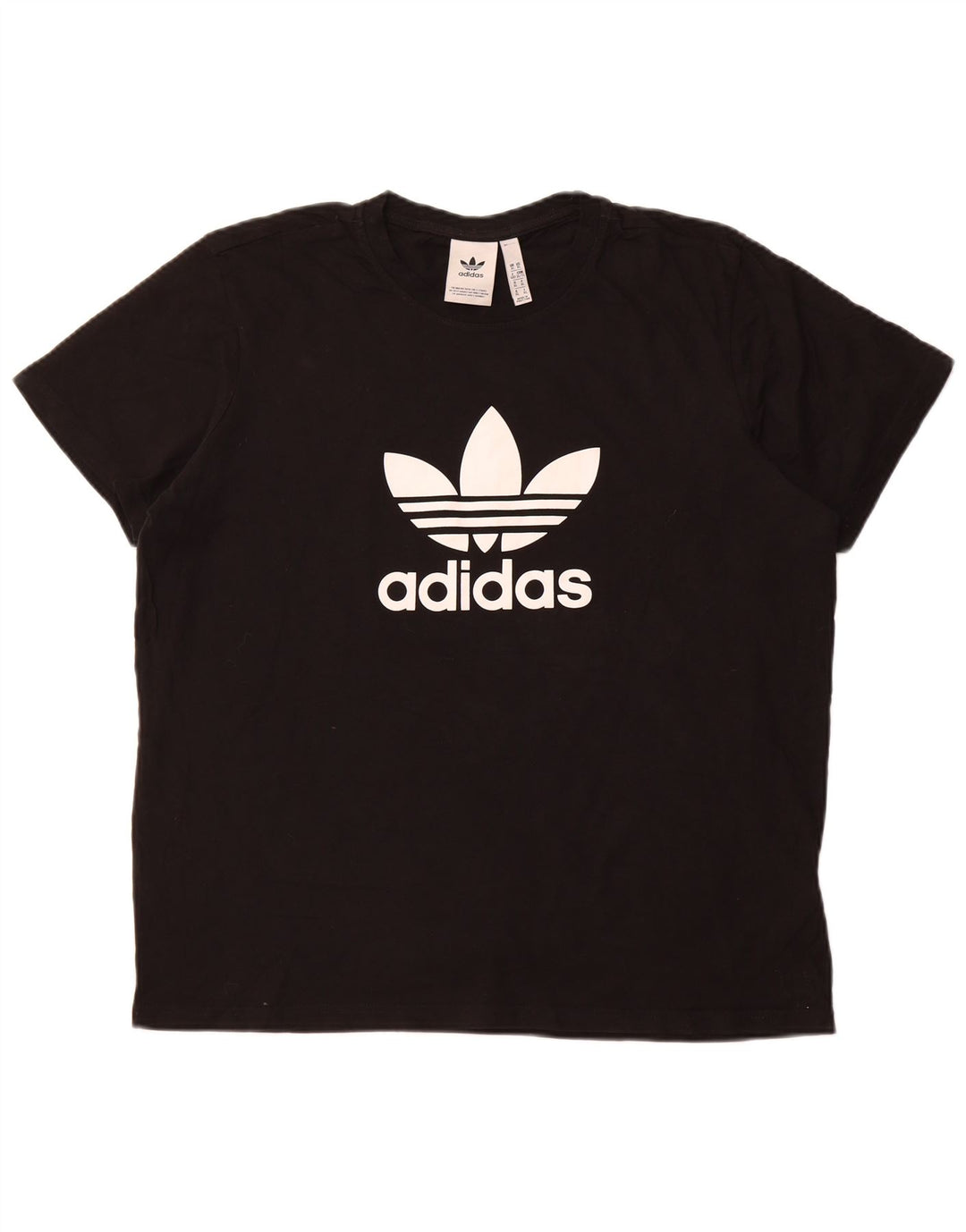 ADIDAS Grafisk T-shirt top til kvinder UK 18 XL Sort bomuld