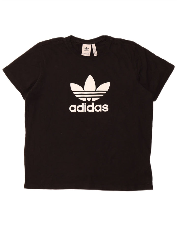 ADIDAS Grafisk T-shirt top til kvinder UK 18 XL Sort bomuld