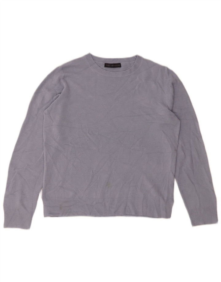 Marks & Spencer Dame sweater med rund hals DK 14 Medium Blue Acryl