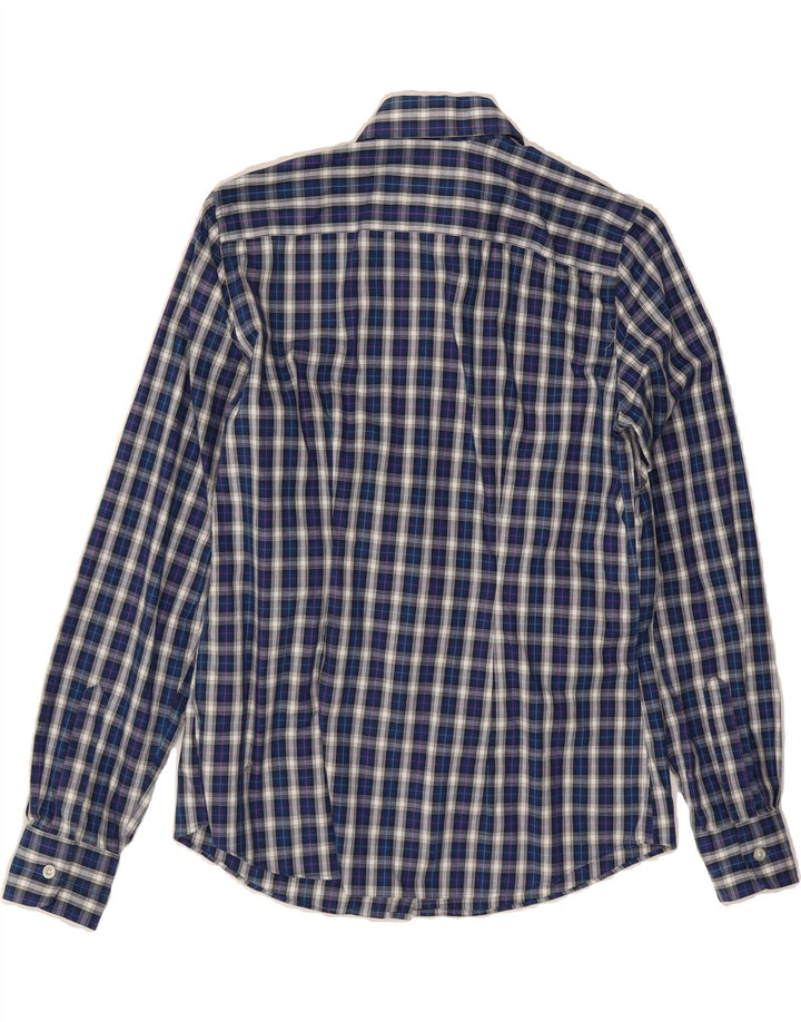 LANDS END Womens Shirt UK 12 Medium Navy Blue Check Cotton Vintage Lands End and Second-Hand Lands End from Messina Hembry 
