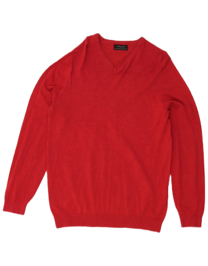 Zara Herre V-hals sweater lille rød viskose
