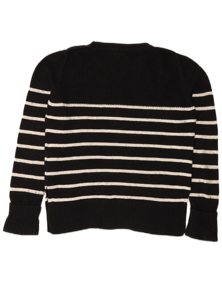 Massimo Dutti Dame Boat Neck Jumper Sweater UK 14 Medium Sort Stribet