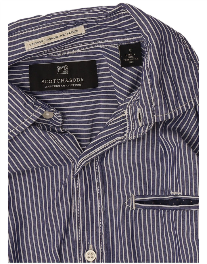 Scotch & Soda herreskjorte lille blå stribet bomuld