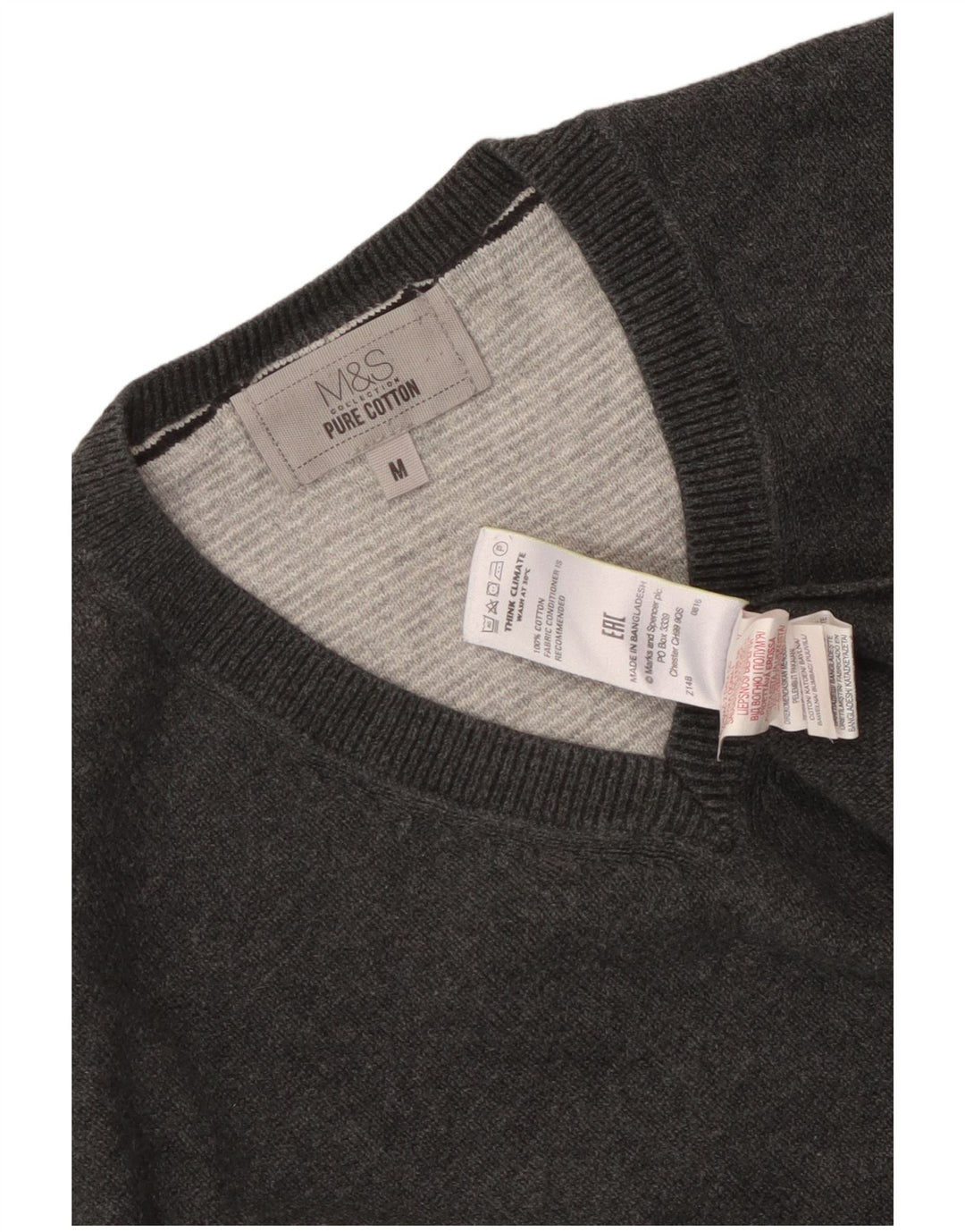 Marks & Spencer Herre V-hals sweater mellemgrå bomuld