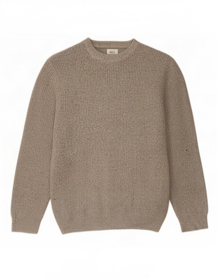 Marks & Spencer Herre sweater med rund hals, stor grå flækket polyamid