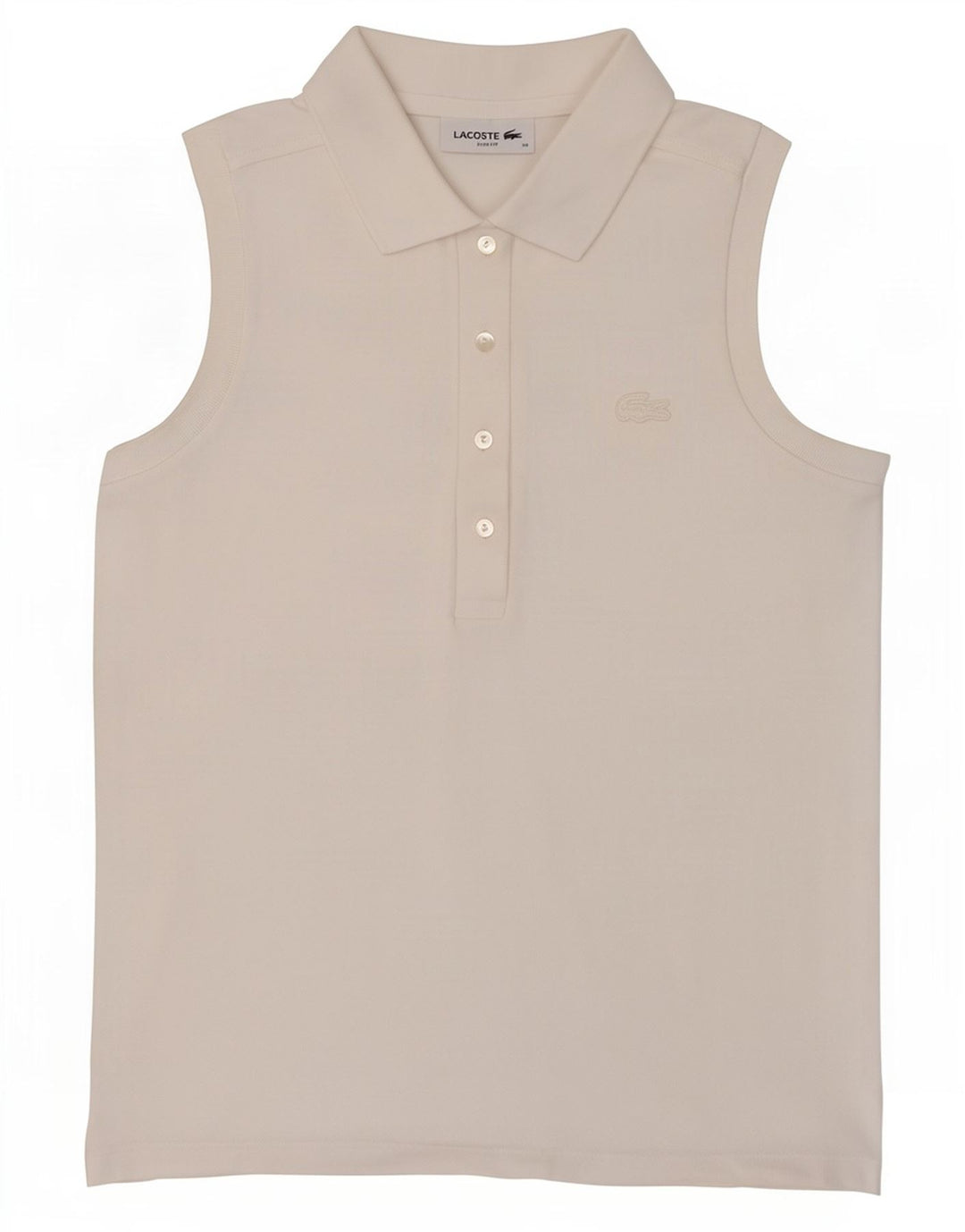 Lacoste Dame Ærmeløs Slim Fit Polo Shirt EU 36 Small White