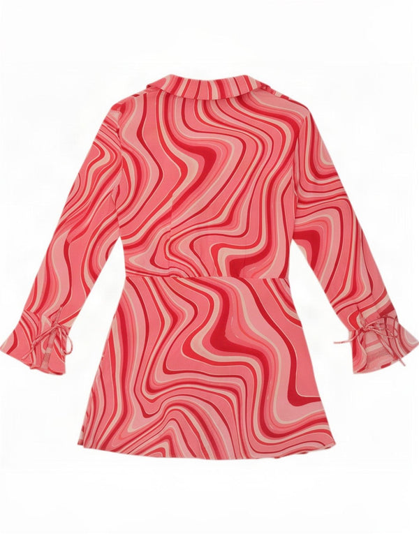 Zara Womens Cut Out Abstrakt Mønster Skede Kjole UK 12 Medium Pink