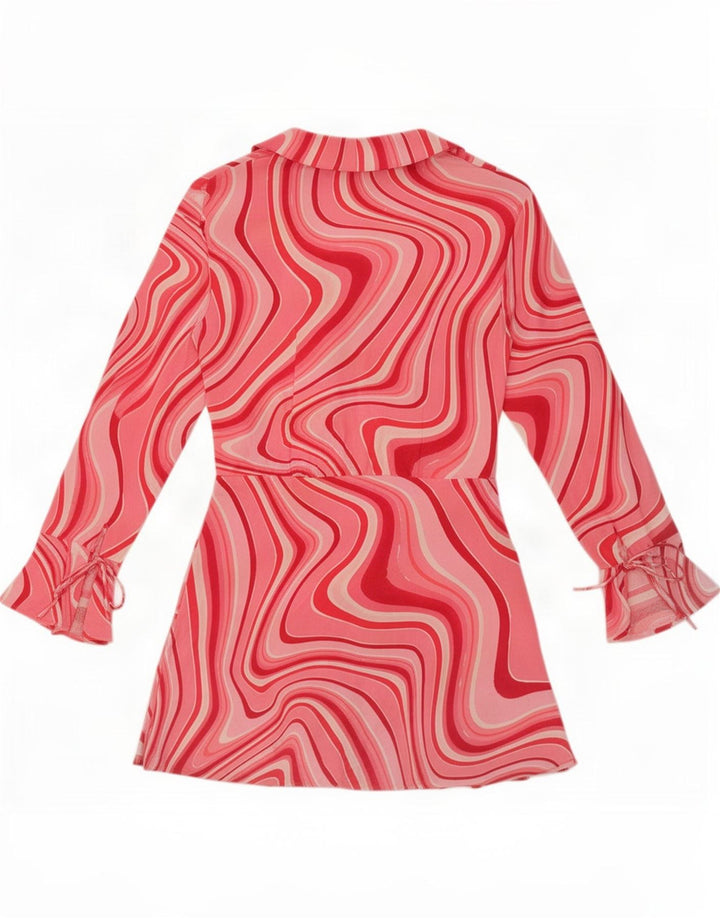 Zara Womens Cut Out Abstrakt Mønster Skede Kjole UK 12 Medium Pink