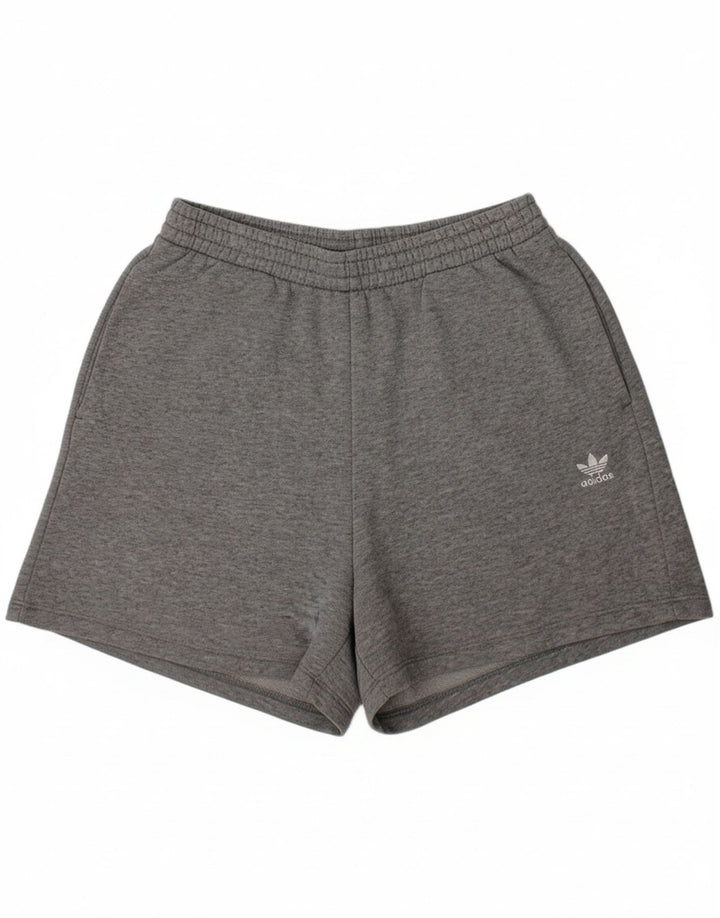 ADIDAS Womens Sport Shorts UK 12 Medium Grey Flecked Cotton