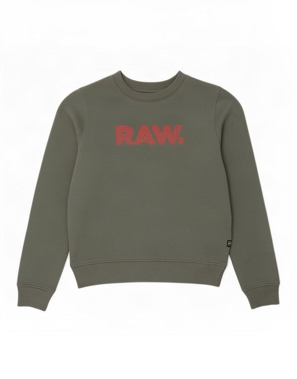 G-Star Dame Grafisk Oversized Sweatshirt Jumper UK 10 Small Khaki Cotton