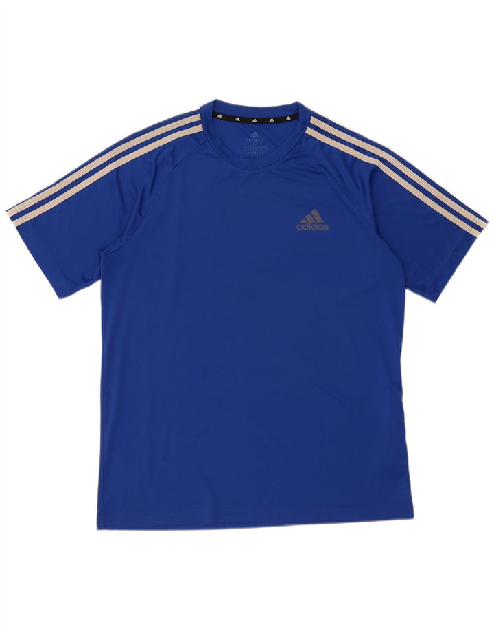 Adidas Herre Aeroready T-Shirt Top Medium Blue Polyester