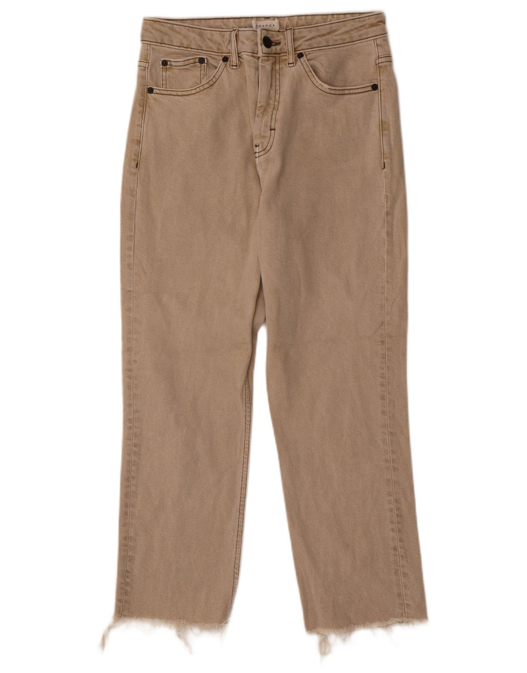 Topshop Dame Cropped Jeans W28 L25 Beige Bomuld