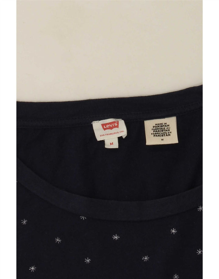 Levi's Dame T-Shirt Top UK 14 Medium Navy Blue Spotted