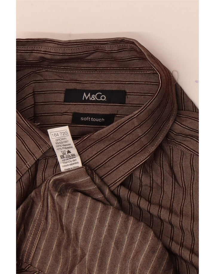 M&Co herreskjorte XL brun stribet viskose