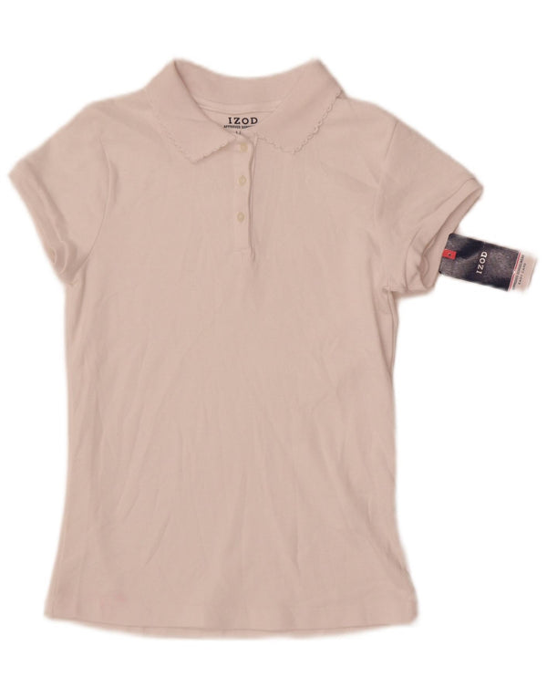 Izod Pige Polo Shirt 13-14 År Stor Hvid Bomuld