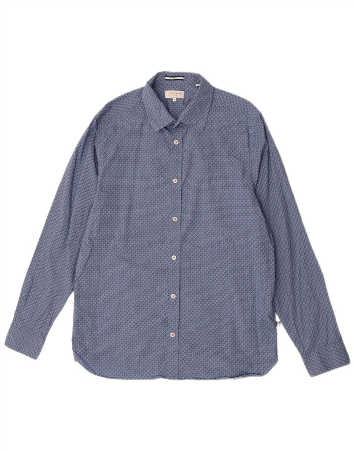 Ted Baker Herreskjorte str. 4 Large Blue Geometric Cotton