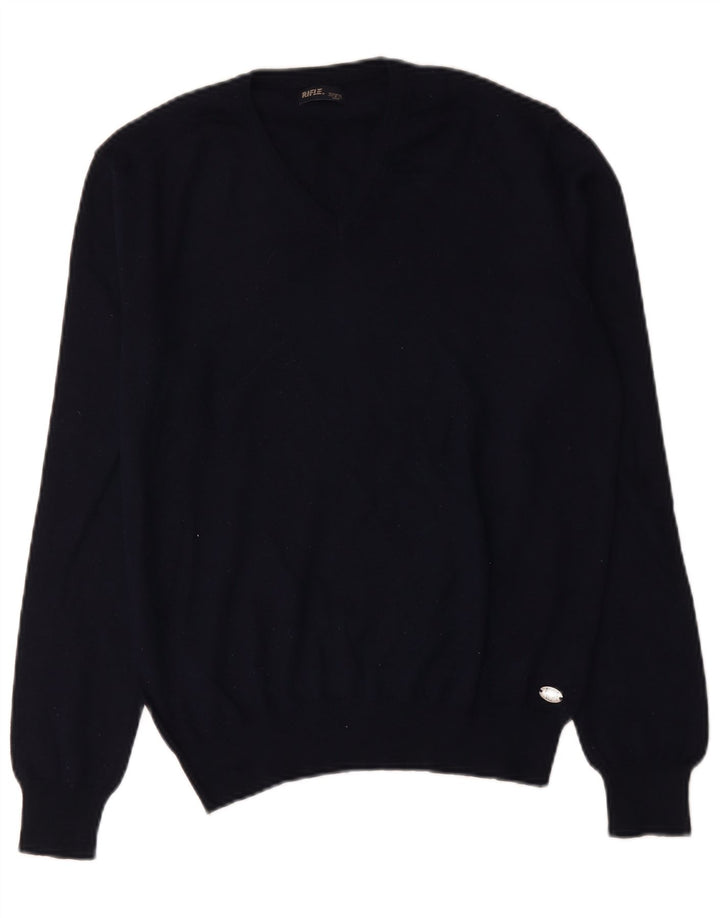 Rifle Herre V-hals Jumper Sweater Stor Marineblå Akryl