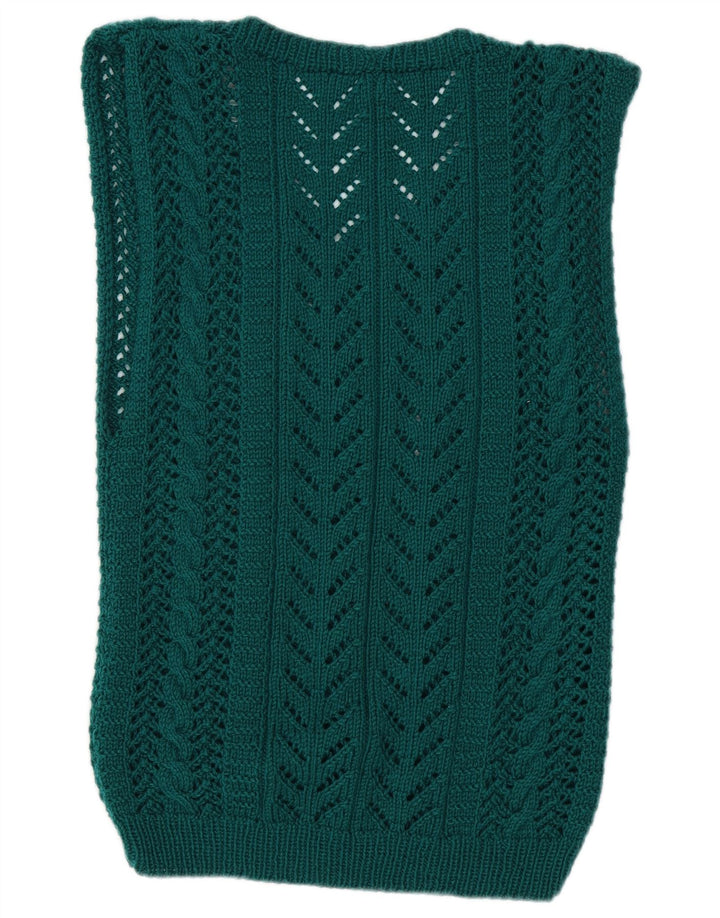 VINTAGE Womens Vest Tank Top UK 14 Medium Green