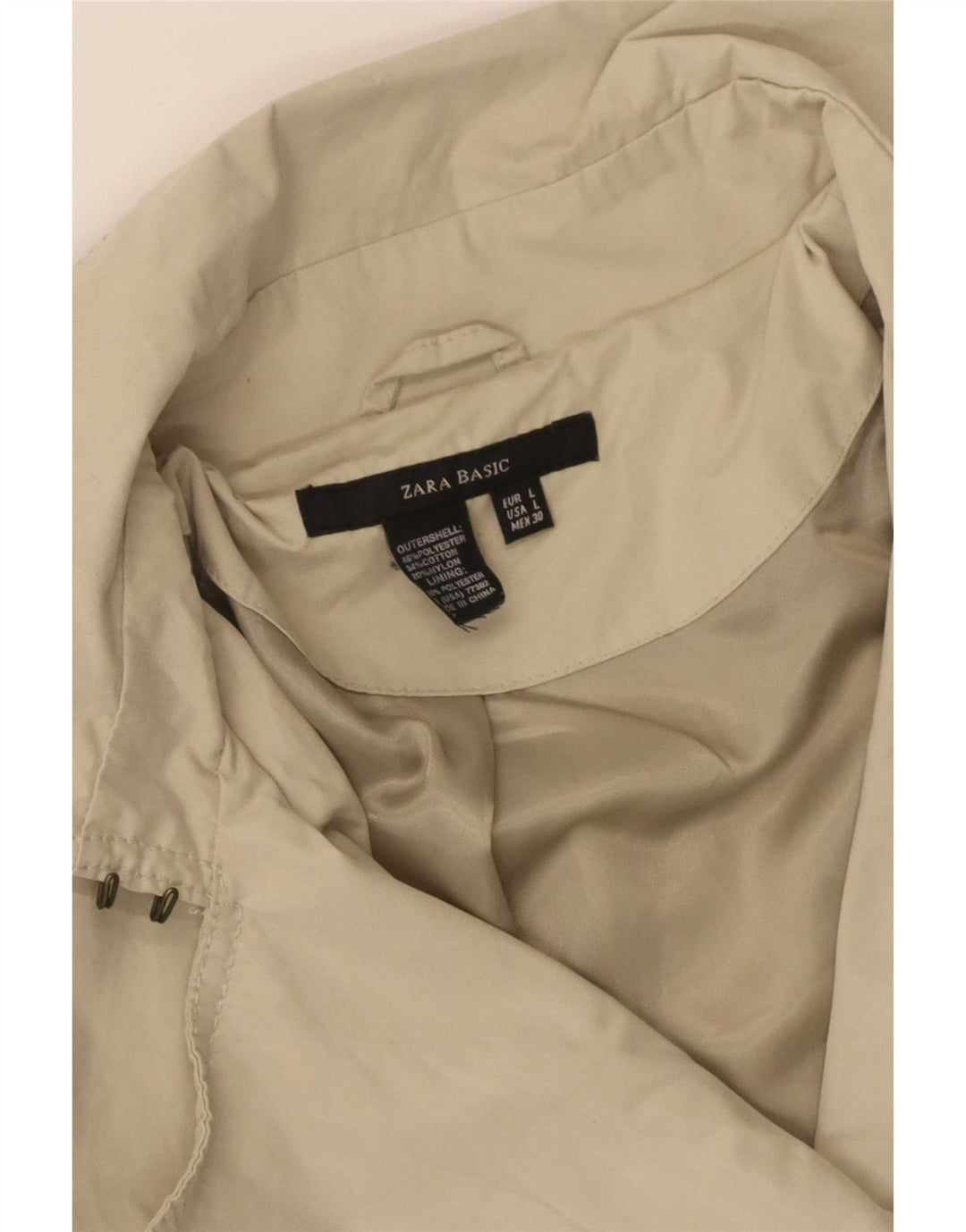 Zara Dame Dobbeltradet Trench Coat UK 14 Stor Beige Polyester