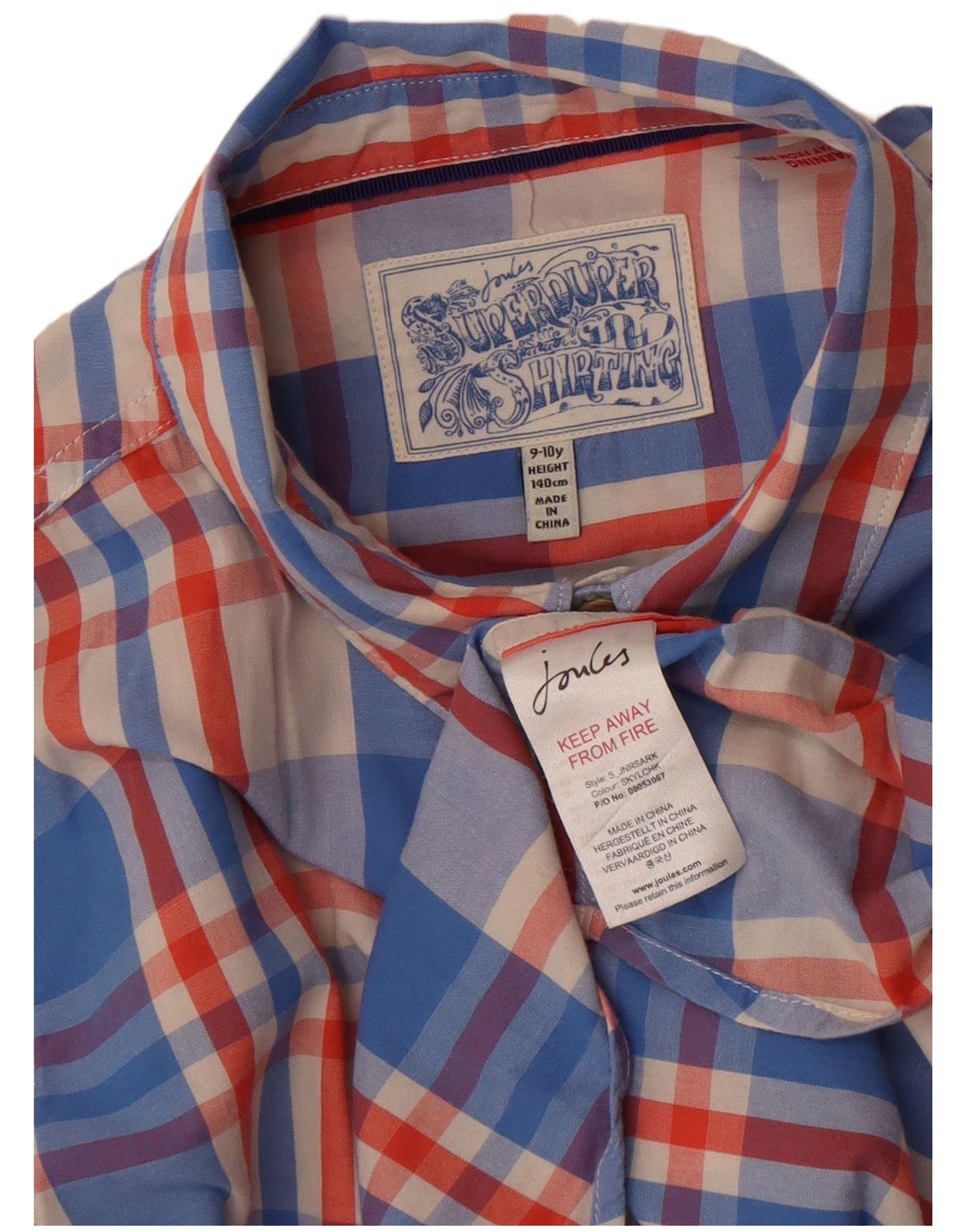 Joules drengeskjorte 9-10 år blå plaid bomuld