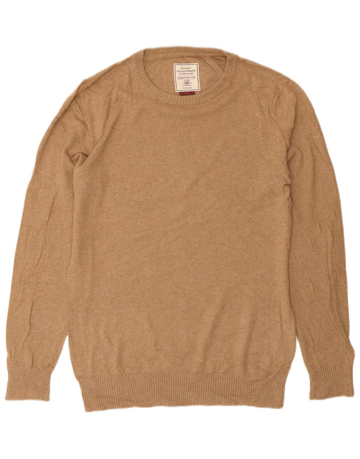 Fedt ansigt til mænd med rund hals sweater XS brun bomuld